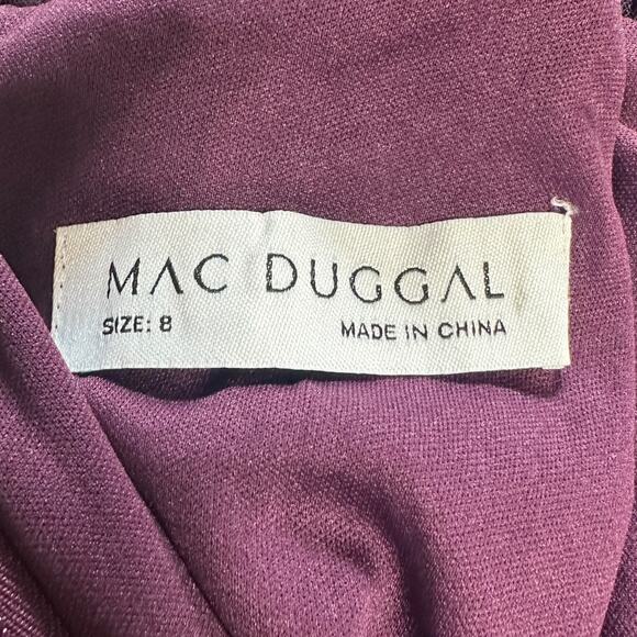 Mac Duggal Appliqued Bodice Flowy Short Sleeve Purple Ball Gown Dress Sz 8 20264 - Picture 6 of 13